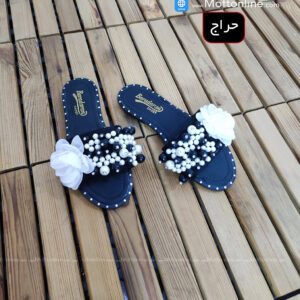 حراج صندل مرواریدی گلدار زنانه کد 1072