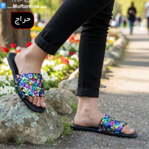 حراج صندل مدل پولکی هفت رنگ زنانه کد 1073