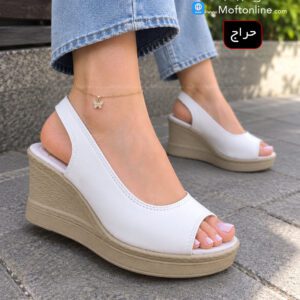 حراج صندل پاشنه دار سفید زنانه کد 1097
